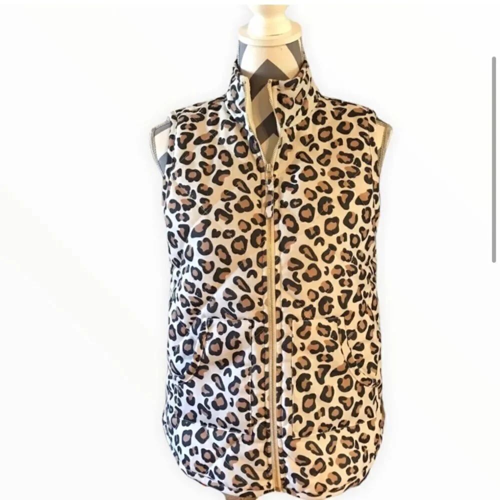 Jones New York SMALL Animal Print Puffer Vest NWT
